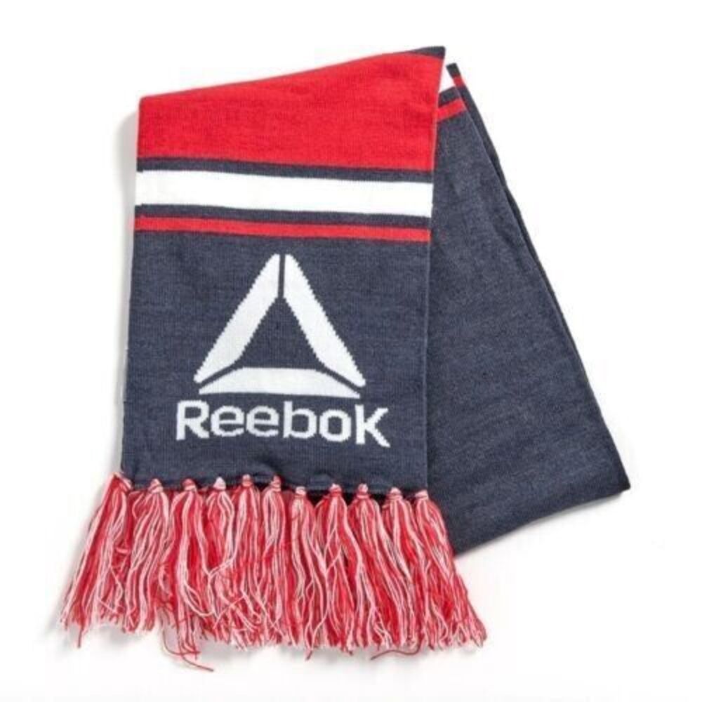 Reebok Rally Scarf Red White Blue Navy Logo NEW Winter Wrap Around One Size OSFM - Picture 3 of 6